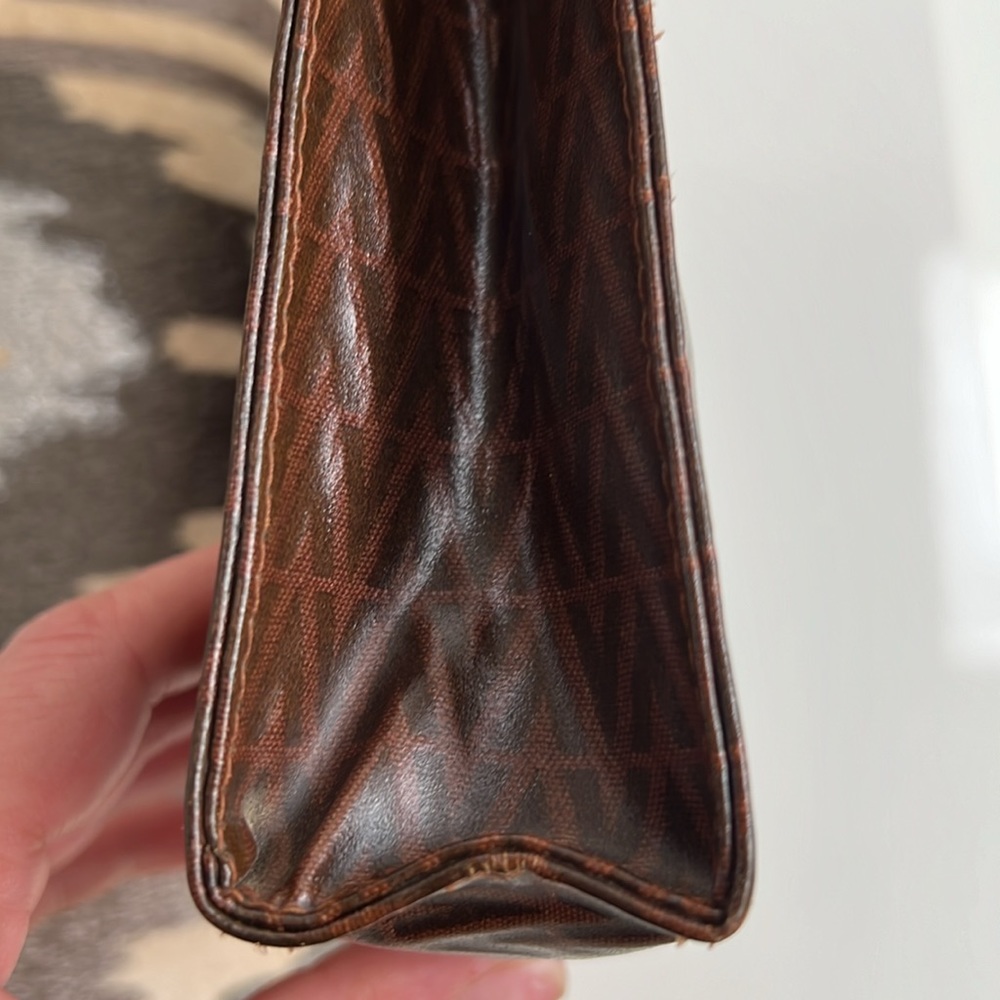 Chocolate brown VALENTINO CLUTCH with leather trim - Picture 8 of 13